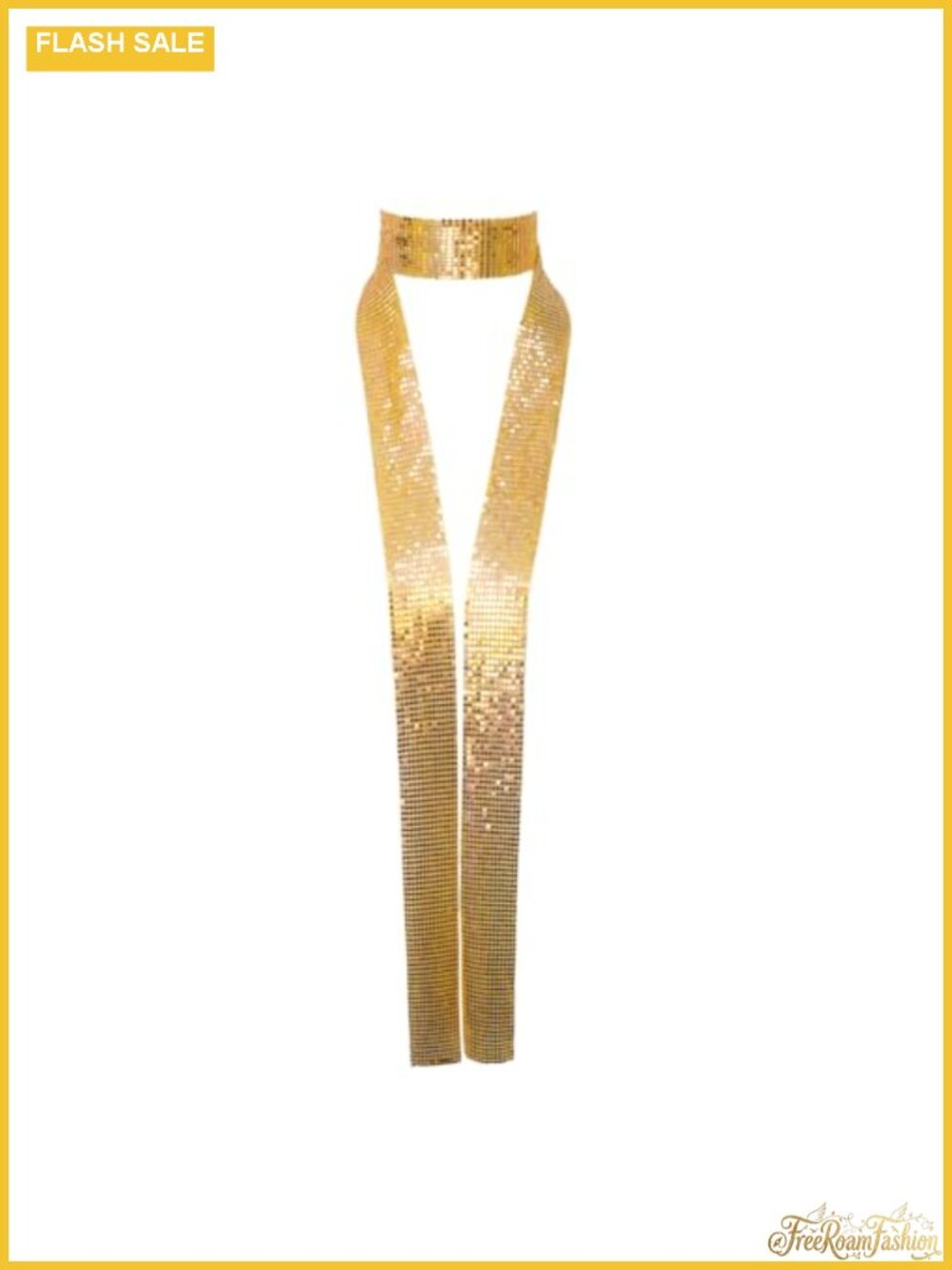 Metal Sequin Skinny Scarf Necktie Belt Sparkly Glitter for Party Prom Wedding